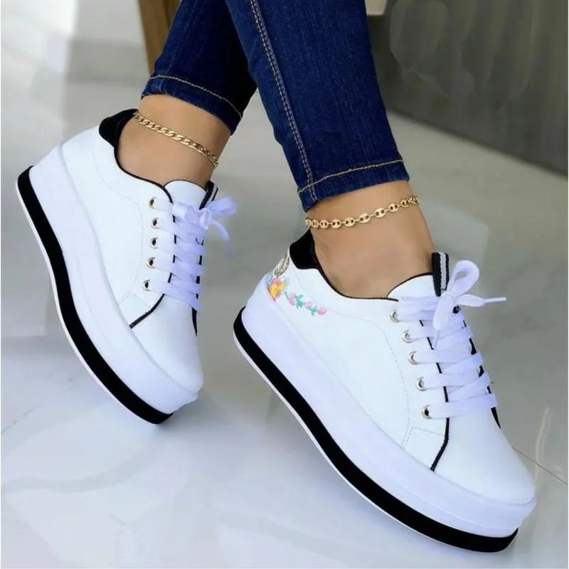 

2023 Fashion New Women Sneakers Shoes Lace-up Comfortable Casual Shoes Breathable Women Vulcanize Sneaker Shoes Zapatillas Mujer