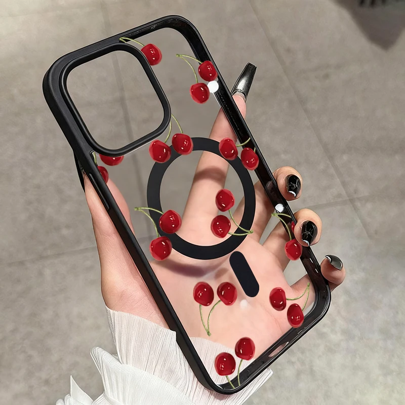 Red Cherry Pattern Magnetic Phone Case Cover