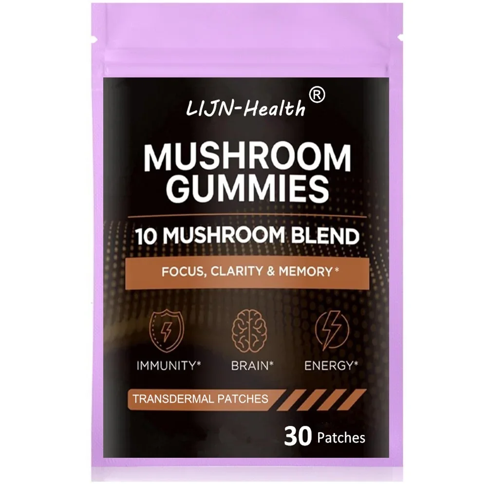 

30 пластырей, комплекс с грибами, трансдермальные пластыри, усилитель мозга, иммунная поддержка, энергетика для мужчин и женщин