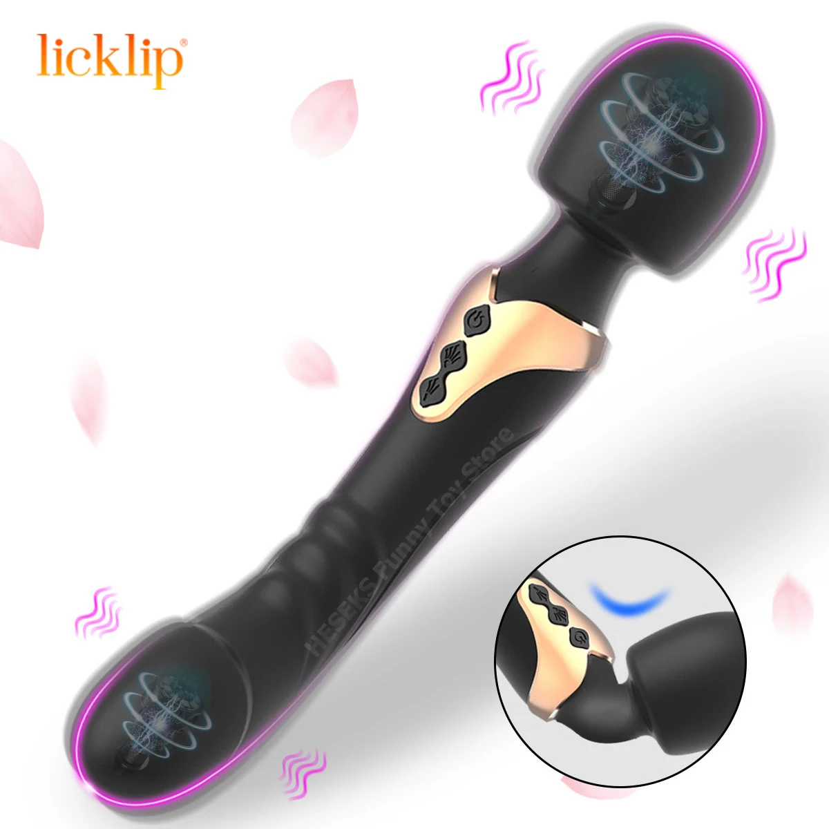LICKLIP Double Head Powerful Clit Vibrators for Women AV Magic Wand Massager Dildo G Spot Orgasm Clitoris Stimulator Masturbator clitoris vibrator,clit sucking vibrator,female sex toys,vibrator sex toy
