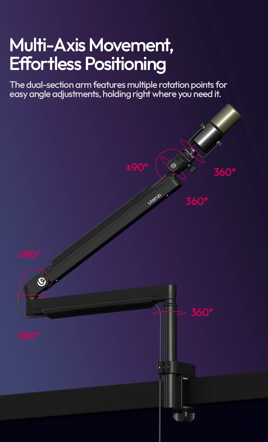 Adjustable Microphone Boom Arm Microphone Stand for Mic Camera Phone for Live-St