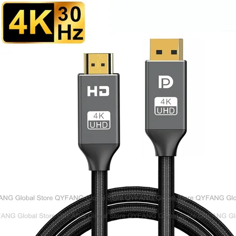 Port to HDMI-Compatible Cable 4K@60Hz 4K@30Hz 1080P@60Hz DP 1.2 For Projector PC Laptop Display Port to HDMI-Compatible