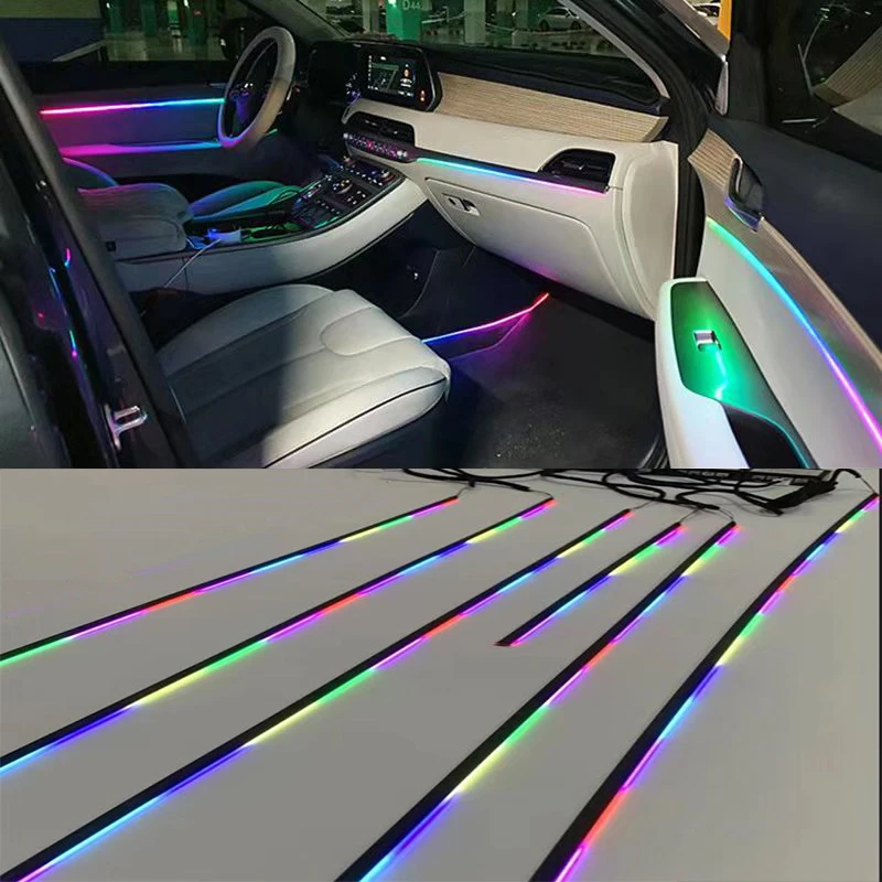 6 in1 18 in 1 64 Farbe RGB Symphonie Auto Umgebungs Innen LED Acryl Guide  Fiber Optic Universal Dekoration Atmosphäre lichter - AliExpress