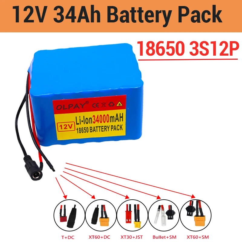 

Batterie Lithium 3S12P 12V 34Ah 11.1V 12.6V, pour onduleur, lampe solaire au xénon, réverbère, voiture de tourisme, Etc