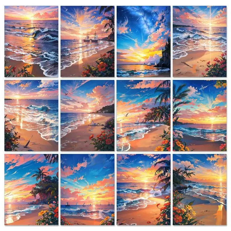DIY Framed Paint By Numbers Kits Scenery Oil Painting For Adults Canvas  Painting Picture Of Coloring By Numbers Decor Art - AliExpress