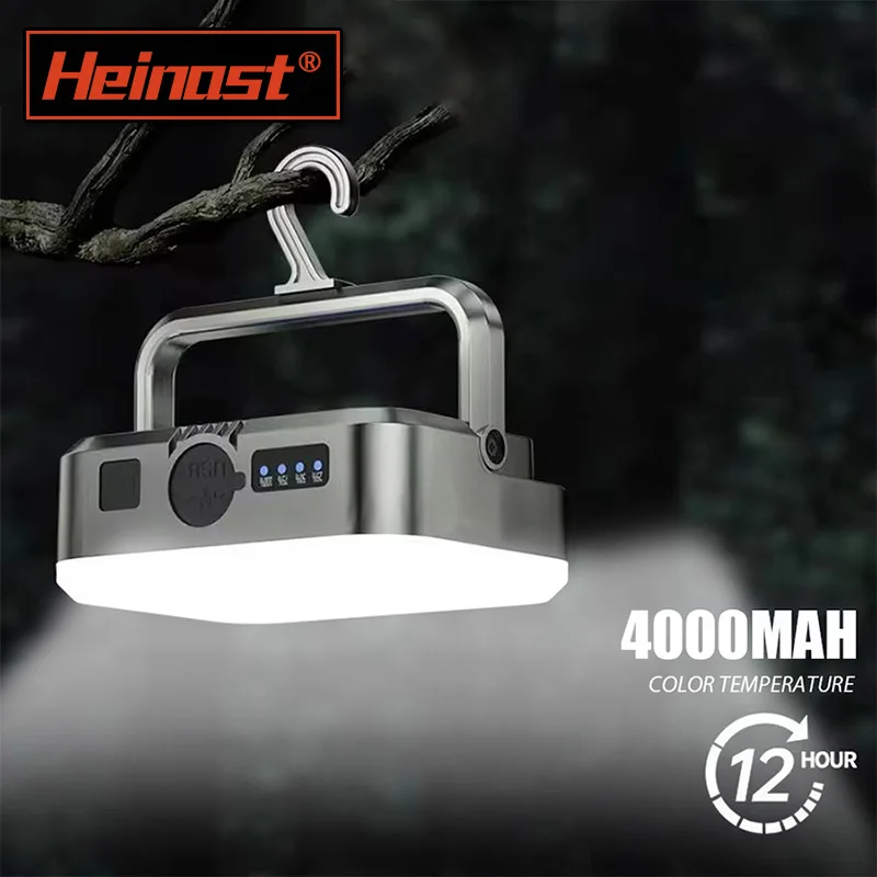 Multifunctional Camping Lamp Portable Hanging Tent Light 4000MAH Rechargeable Power Bank Work Lantern Outdoor Camping BBQ Party Camping Lamp