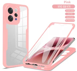 360° Clear Acrylic Shockproof Protective Case with Built - in Screen Protector for VIVO V70 Elite (Pink)