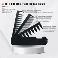 Mulitfunctional Folding Hair Comb Wide Tooth Oil Head Styling Beard Comb Hair Clipper Combs 1/2/3 In1 Portable Hairdressing Comb 2