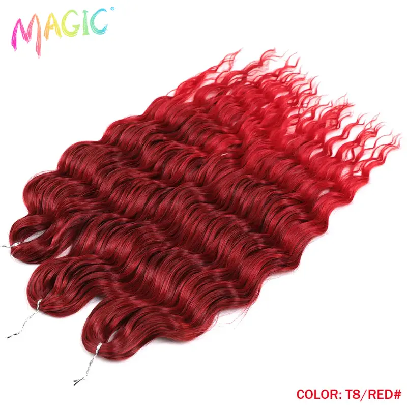 Anna Synthetic Hair 24 Inch Water Wave Braiding Hair Extensions Ombre Blonde Deep Wave Afro Curl Twist Crochet Hair for Women - Image 38