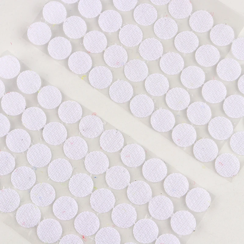 Self-Adhesive Hook & Loop Fastener Dots - White & Black, Round, Strong Grip, 100 Pairs