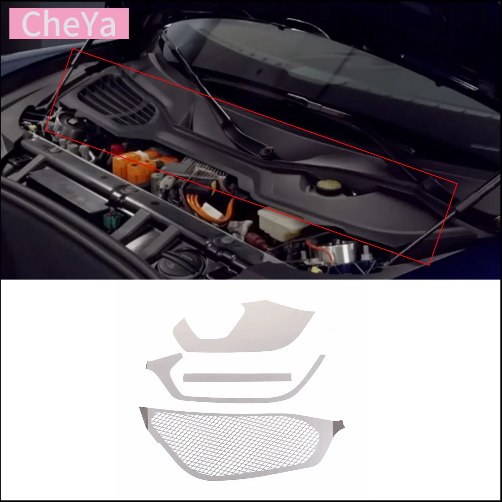 

For Porsche Taycan 2019-2022 Car Cabin Air Intake Protection Net Stainless Steel Bright Light Interior Accessories 4 Pcs