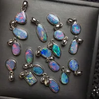 Unit One Piece 925 Silver Buckle With Natural Australian Opal Crystal Healing Random Shape Pendant 1