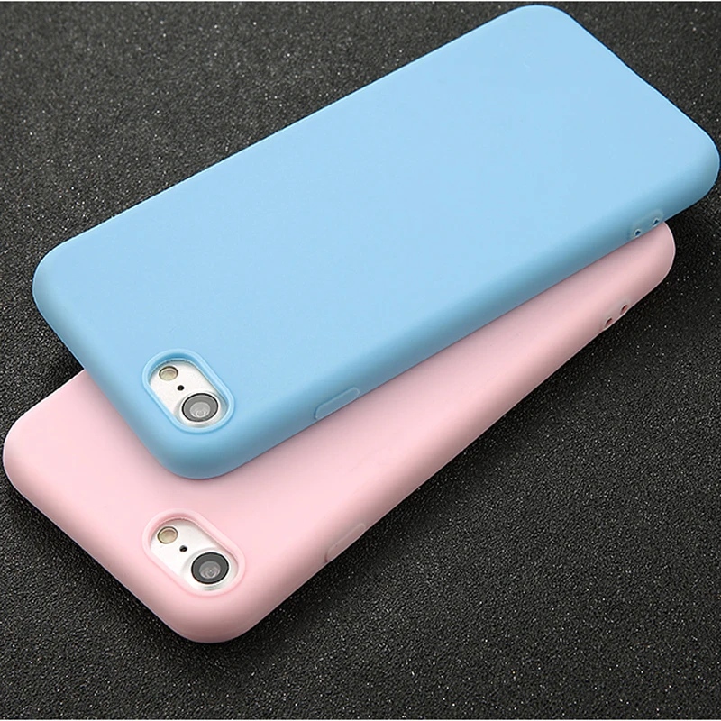 Ultrathin Soft TPU Candy Color Phone Case - Simple Solid Back Cover