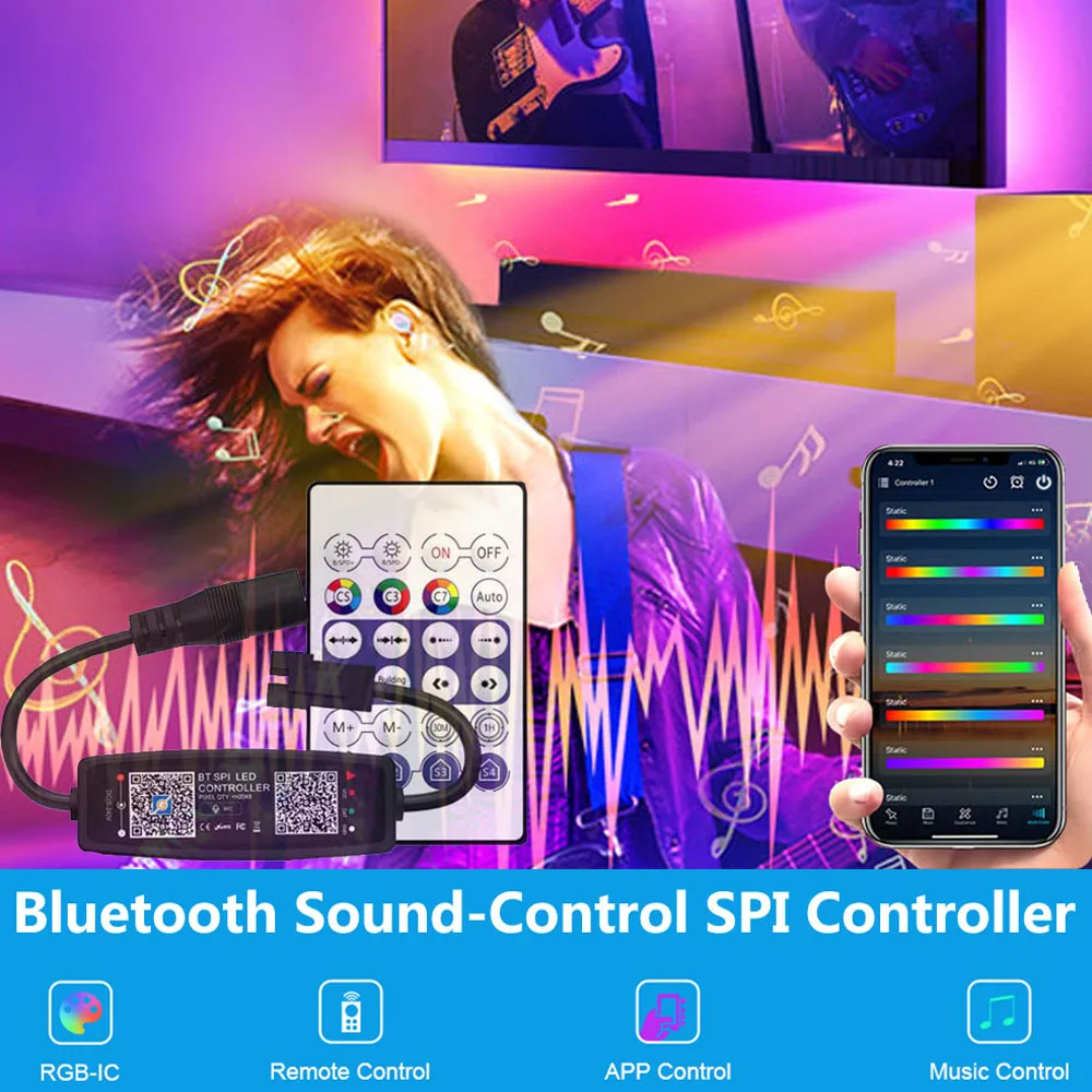 Controlador Bluetooth de Música para Tira LED Pixel Direccionable (5V-24V) Sa71cc54ee7d941c9a401ed2ce89830ebP