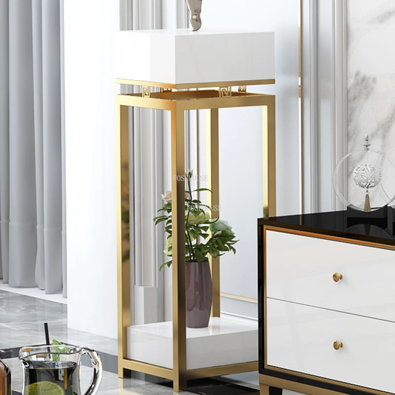 

Bedside Luxury Stainless Steel Plant Modern Modern Metal Tall Entryway Shelf Indoor Floor-standing Plant Mesa Design Furniture