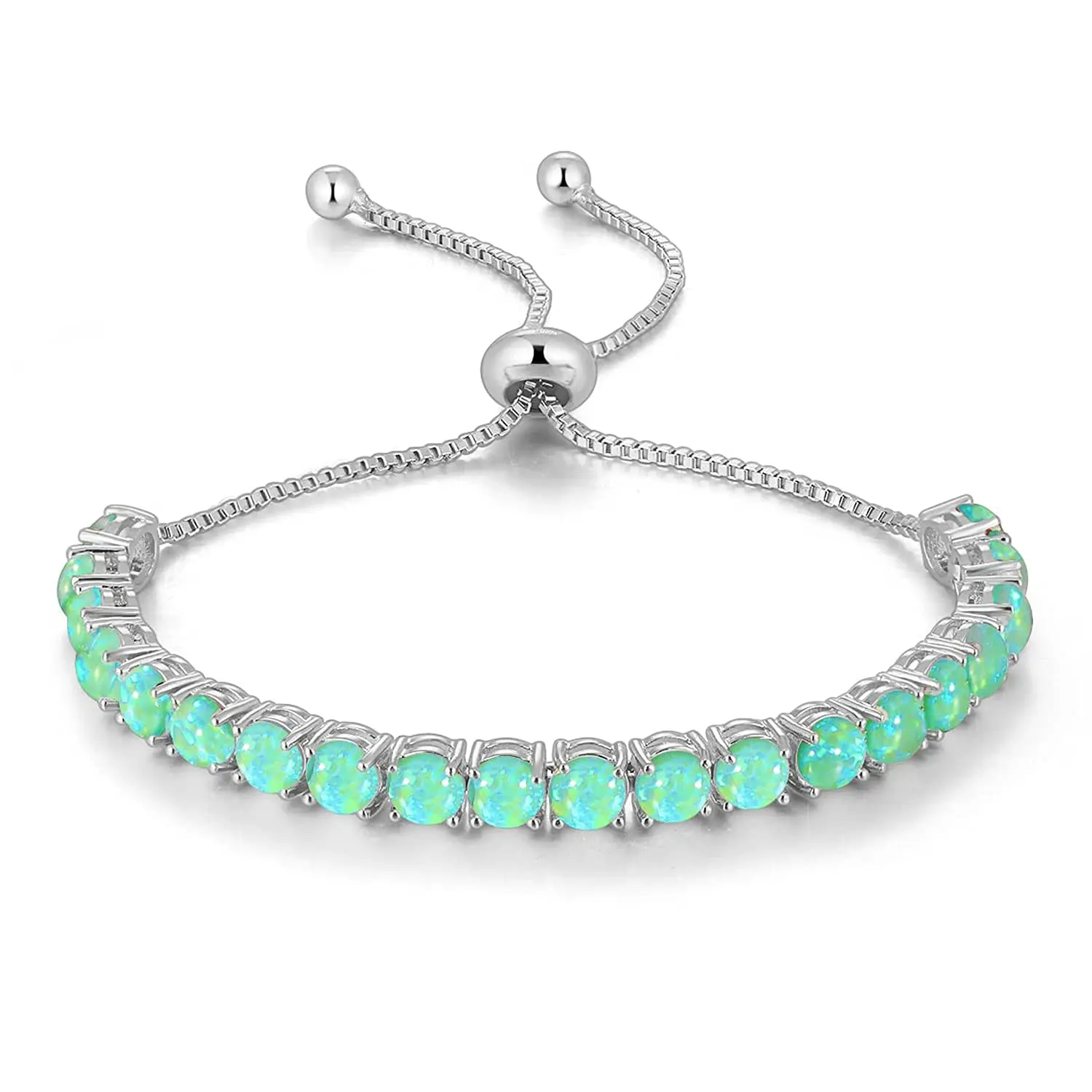 Fashion Adjustable Green Opal Tennis Bracelet Girl Lady's Gift