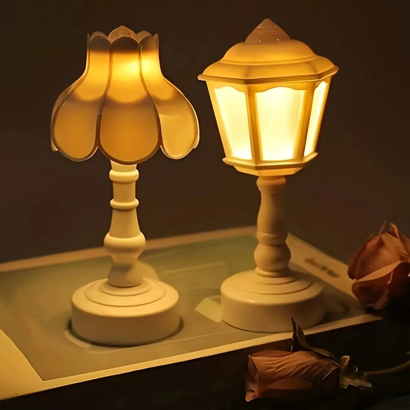 Geometric Flower LED Table Lamp - Touch-Activated Night Light for Bedroom and Dining Decor