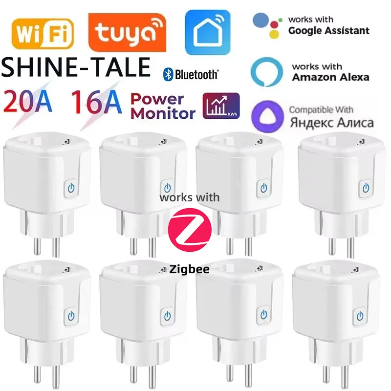 Smart Plug Tuya WiFi/ZigBee EU Socket Outlet 16A/20A Power Monitor Timer Remote Voice Control Alexa Google Home Smart Life APP