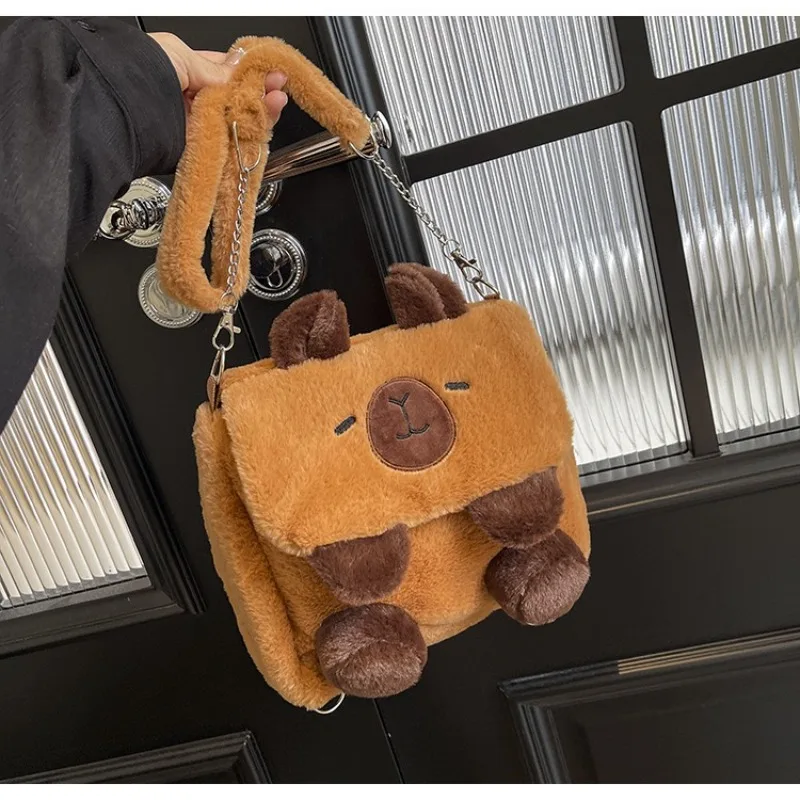 Capybara Plush Backpack Kawaii Fashion Plushie Doll Fur Bag Children's Bag Shoulder Bag Mini Knapsack Bags Gifts For Girlfriend