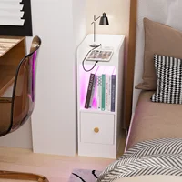 Современная тумбочка - компактная прикроватная тумбочка с подсветкой, 3-слойная узкая прикроватная тумбочка, роскошные небольшие помещения для спальни — изображение 4