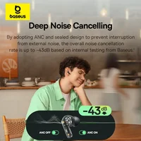 Baseus Bass EP10 NC -43dB Noise Cancelling ANC True Wireless Earbuds Bluetooth 6.0 In-Ear Wireless Earphones 4-Mics ENC Ear buds 2
