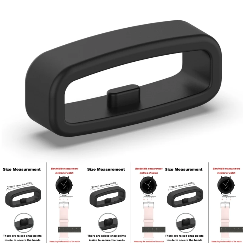 Smartwatch Strap Retainer Replacement Silicone Fastener Ring 18mm / 20mm / 22mm Wristband Keeper Holder Belt 10pcs