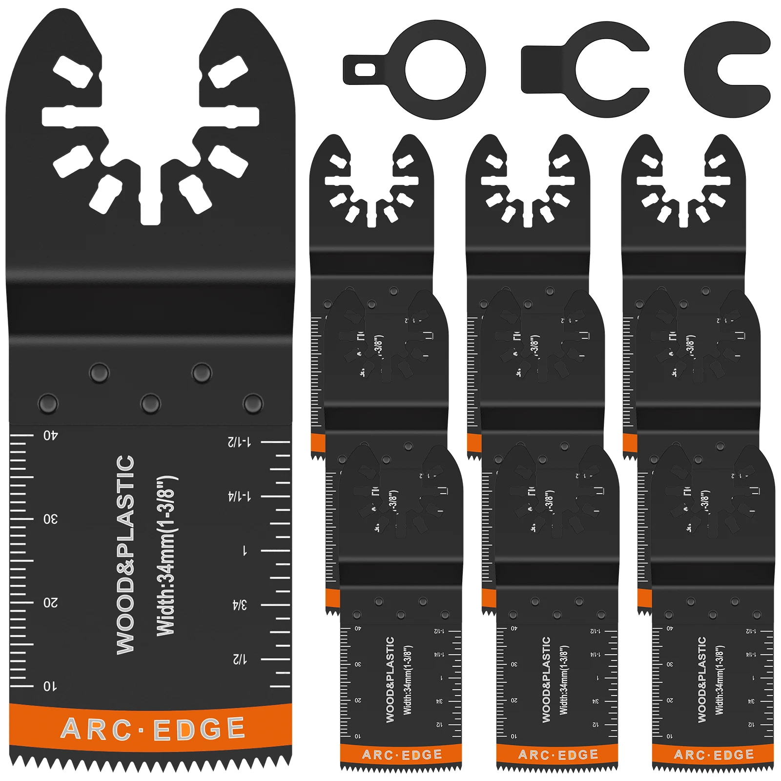 

10Pcs HCS Oscillating Saw Blade 1-3/8inch Oscillating Multitool Blades Set Universal Curved-Edge Cutting Oscillating Tool Blades