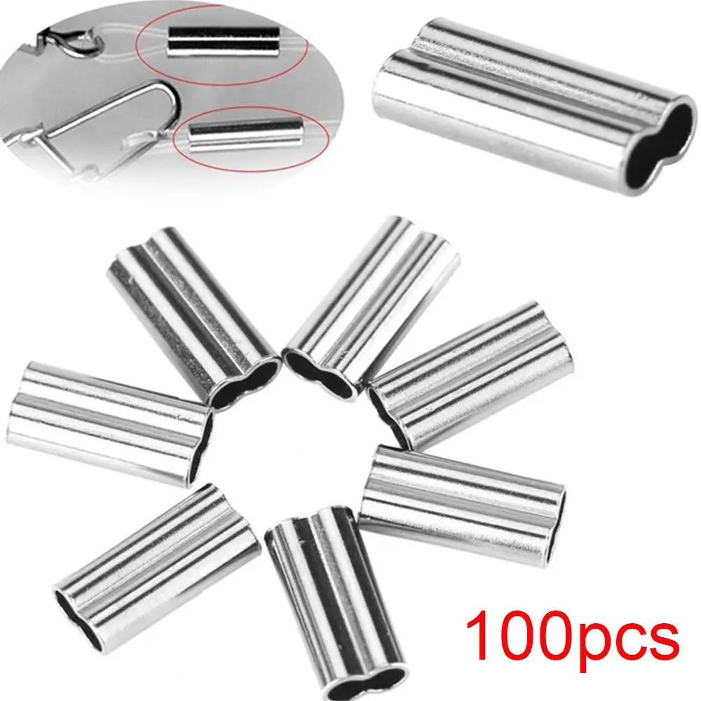 100 pièces manchons de sertissage pour connexions de pêche - Accessoires de montage de lignes et bas de ligne