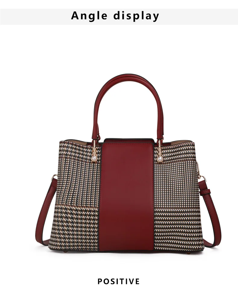 Aidrani neue Hochleistungs-Damen tasche aus Rindsleder, modische Handtasche in Kontrast farbe, rot – Detail 9