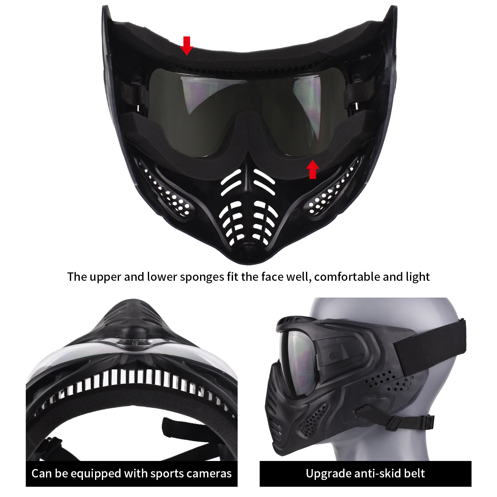 Windproof Full Face Mask with Goggles for Outdoor Sports and Tactical Activities