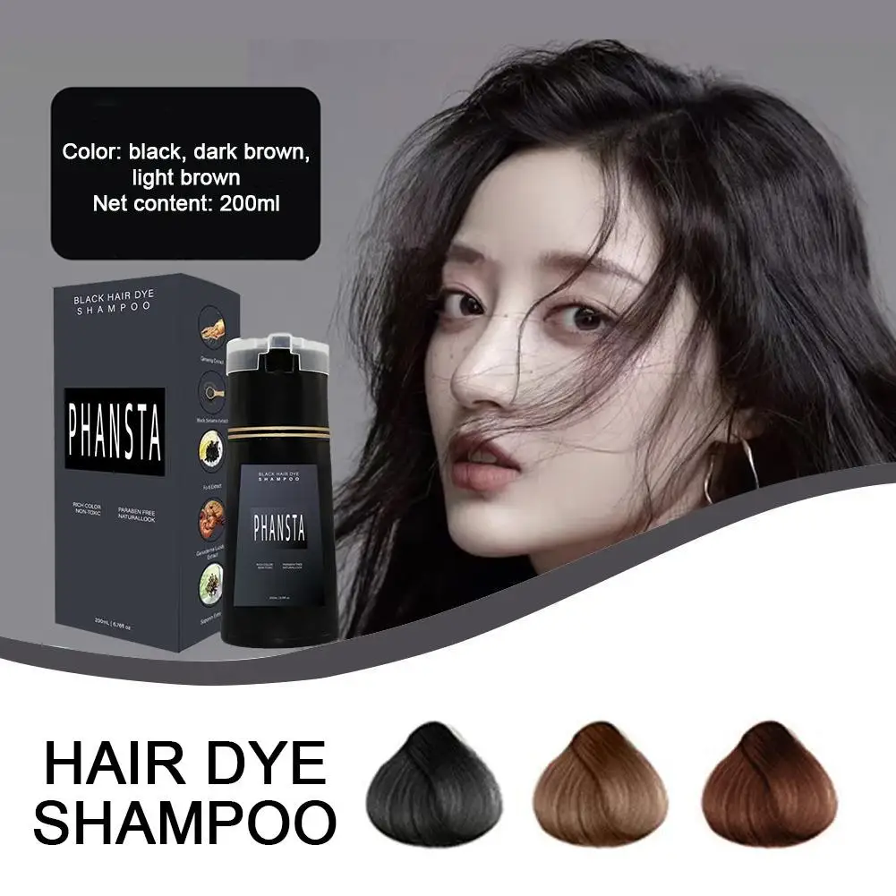 PHANSTA Hair Dye Shampoo Hair Instant Dye Shampoo,Hair Dye Coloring Shampoo For Gray Hair Long Lasting Nourish For Men Women 6