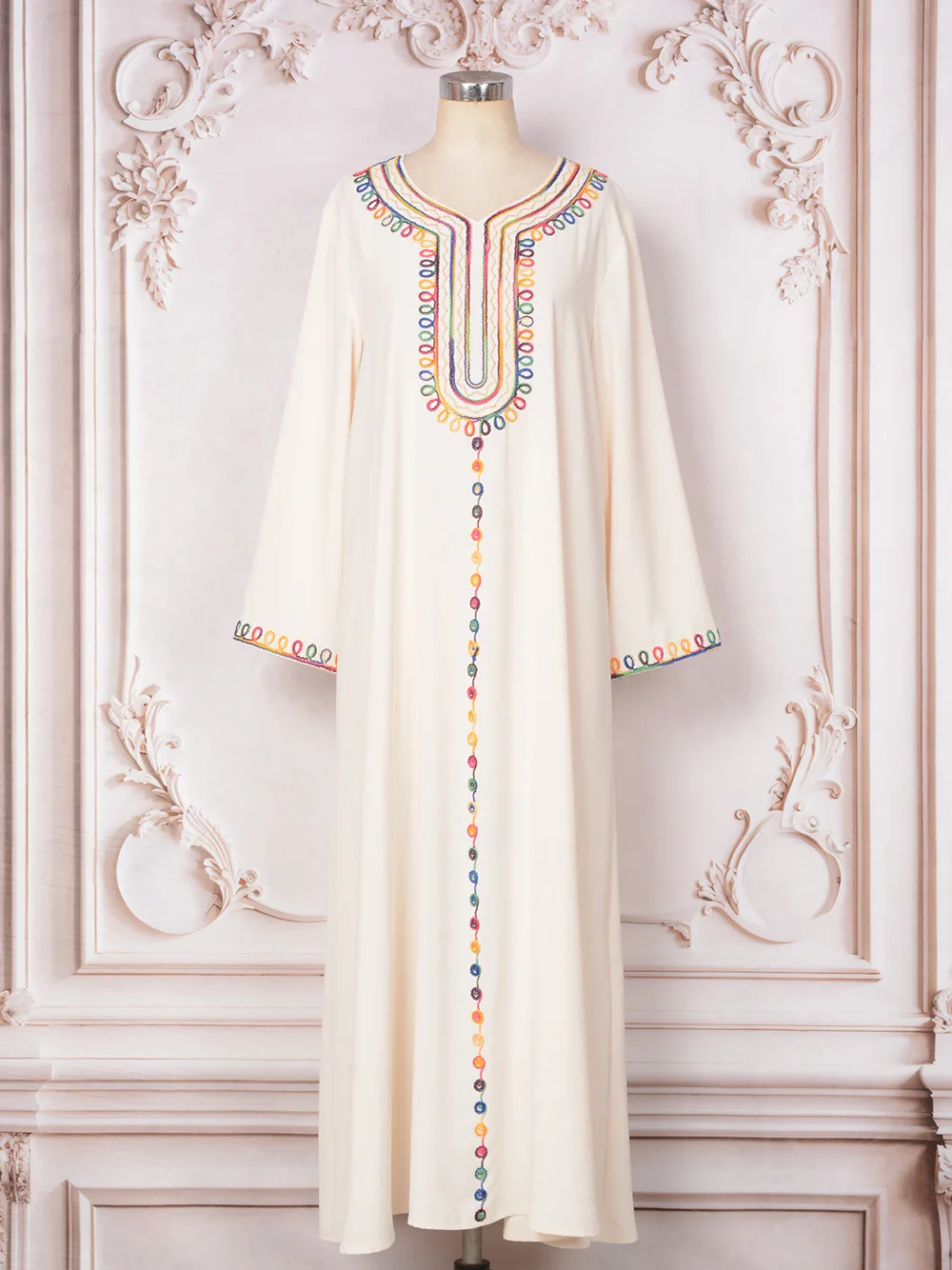 Modestwear Teal Blue Jalabiya with Thread and Stone Embroidery