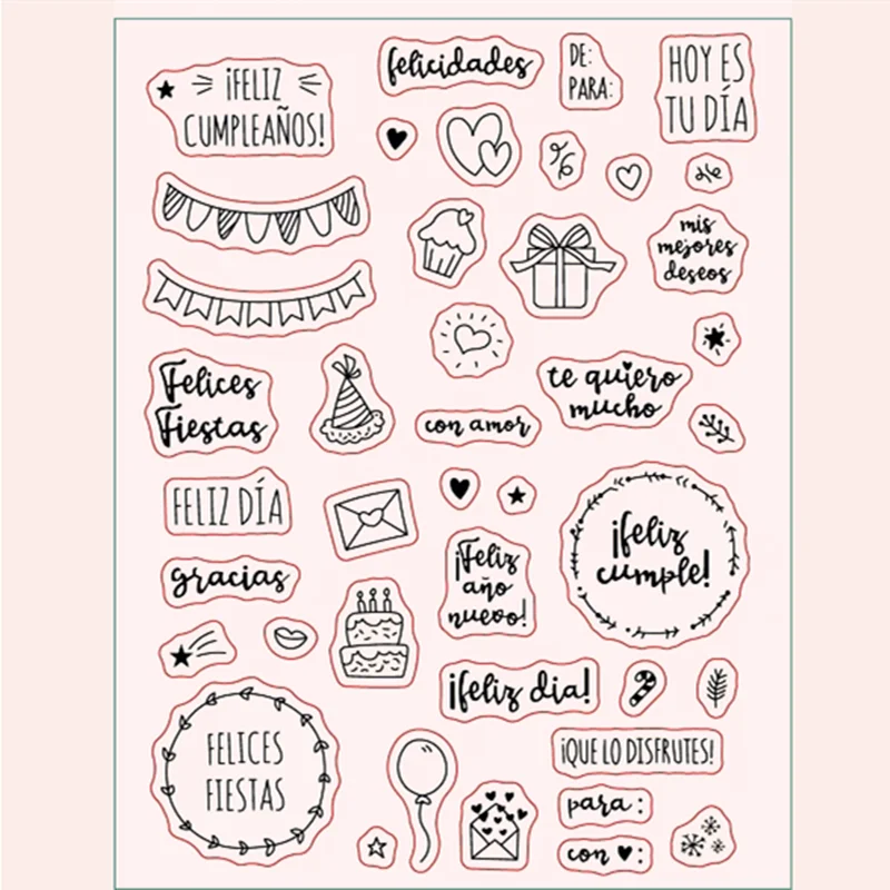 Spanish Word Daily Phrase Clear Stamp Transparent Silicone Stamp For Scrapbooking Photo Album Decoration