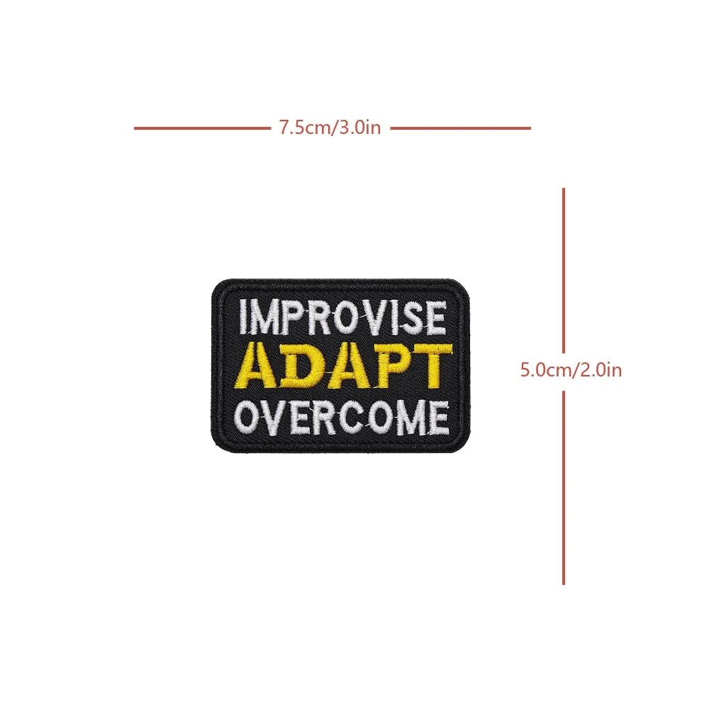 Toppa Tattica "Improvise Adapt Overcome" | Morale Patch Ricamata 5x7,5 Cm Con Fissaggio A Uncino | Militare
