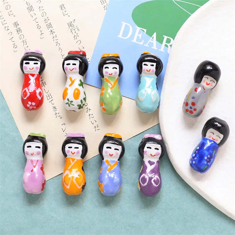 

Japanese Hand-Painted Printing Ceramic Loose Beads DIY Handmade Jewelry Earrings Necklace Bracelet Accessories 15*23mm 20pcs