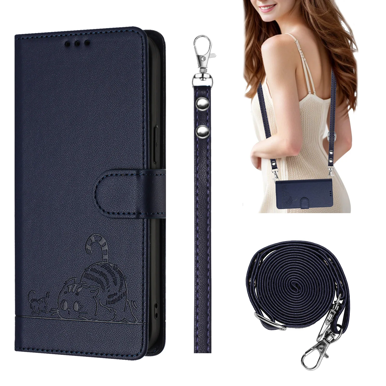 Leather Crossbody Shoulder Phone Wallet Case and Cover
