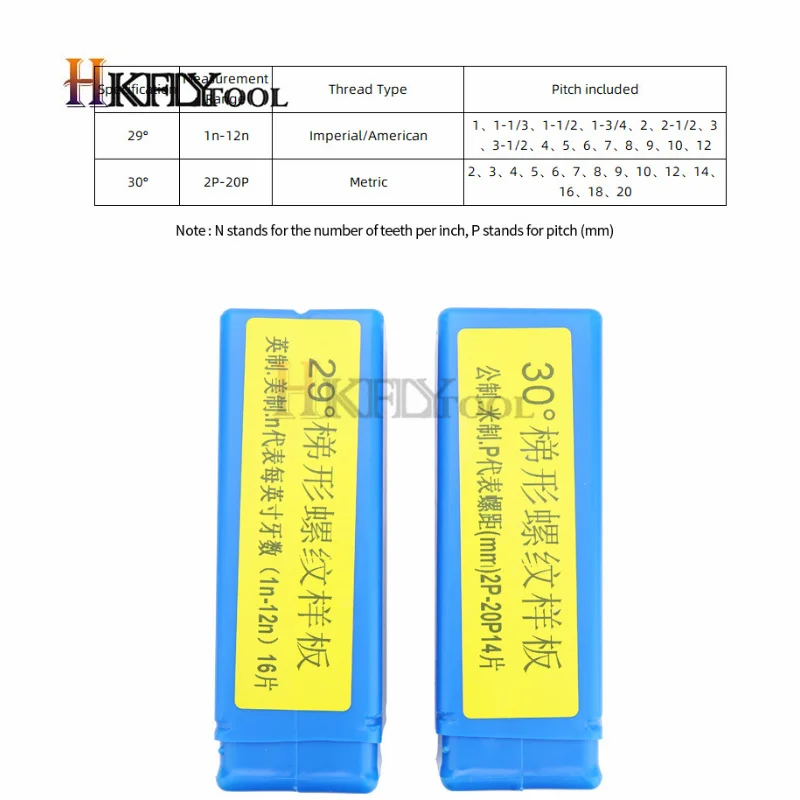 ACME 29 / TR30 Screw pitch gauge stainless steel thread pitch measuring tool set