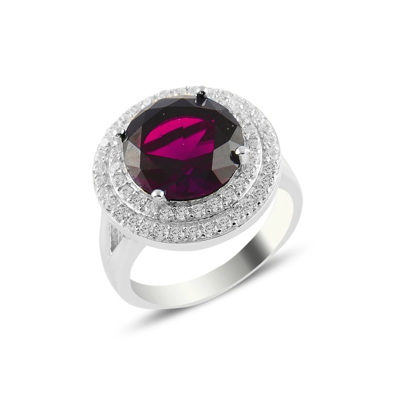 

Silver 925 Sterling Ruby Zircon Engagement Ring