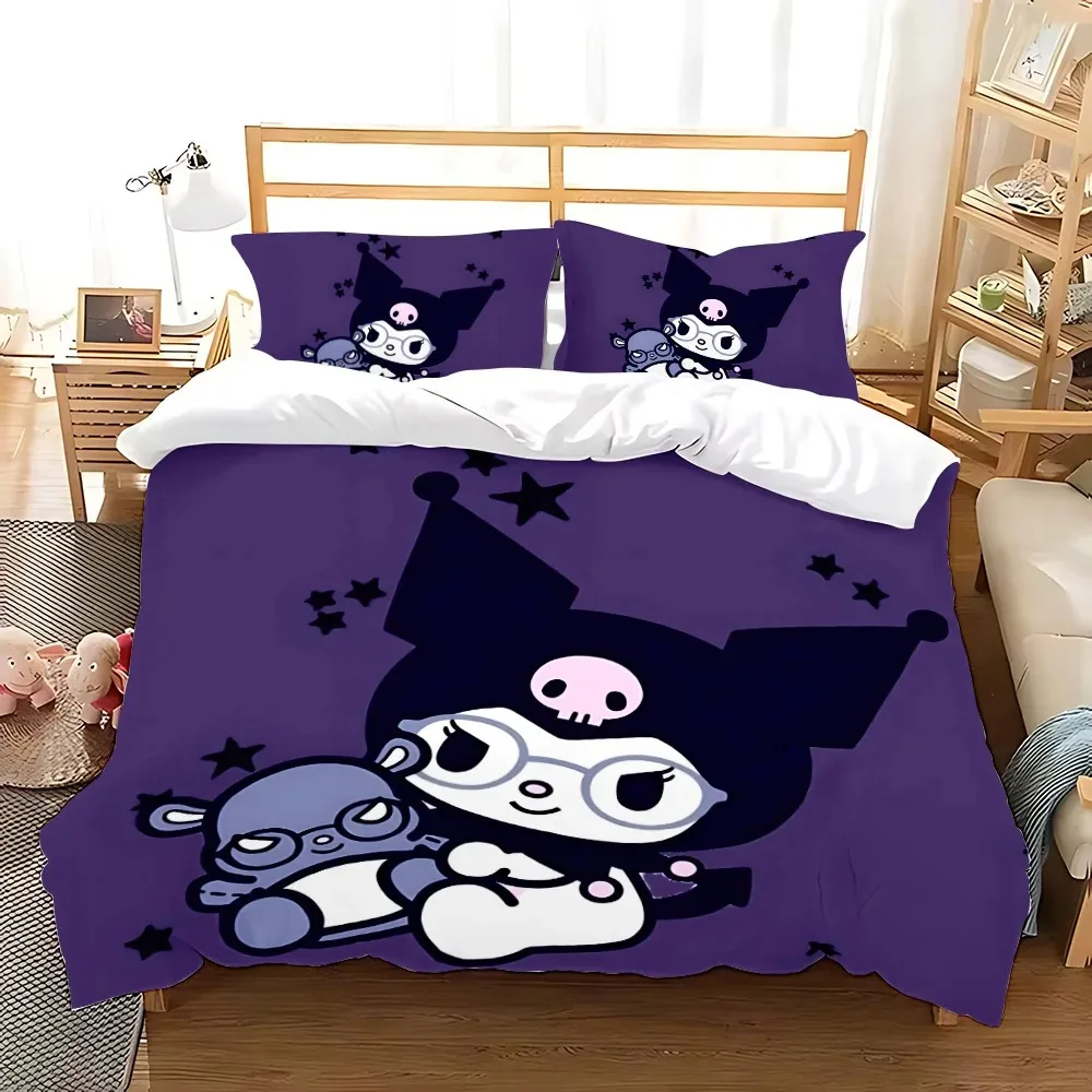 Cute Kuromi Bedding Sets Melody Comforter Bed Cover Duvet Cover Pillow Case 2-3 Pieces Sets Single/Double/Queen/King Size 5