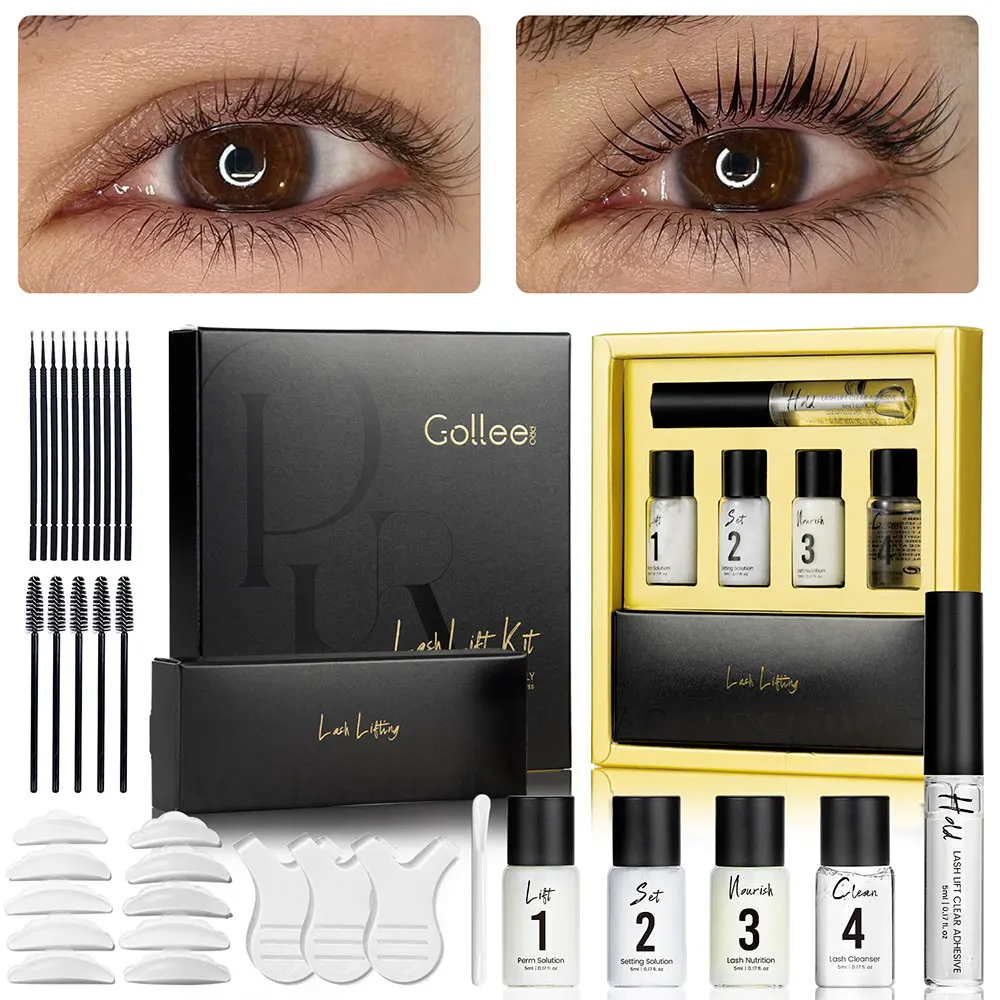 Gollee Wimpern- und Augenbrauenlifting-Set für 4-6 Wochen Halt, inklusive Wimpernzange, Wimpernwelle, Pflege- und Make-up-Tools_voghion.com