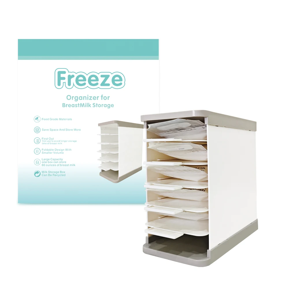 Organisateur de congélation et tour pour sacs de conservation du lait maternel, couches de congélation du lait maternel, réutilisables et essentiels d'allaitement