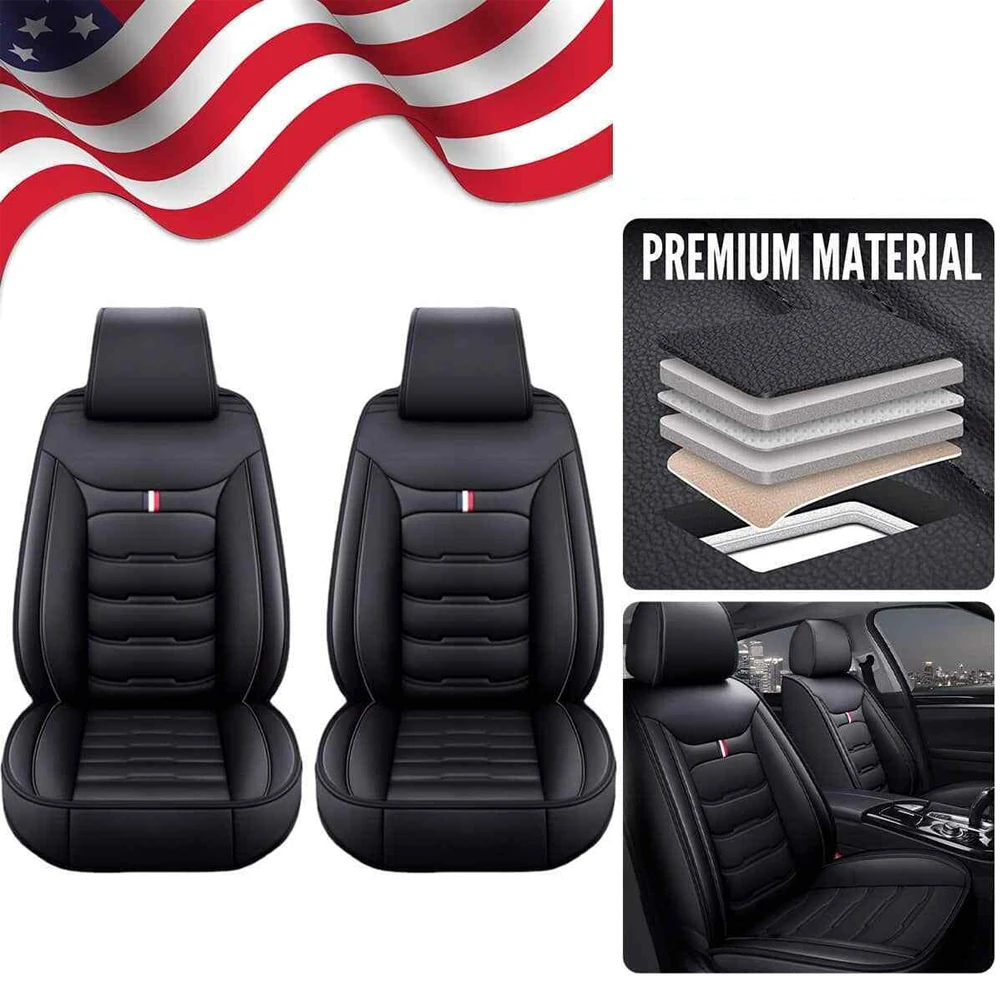 2Pcs Car Seat Covers PU Leather Car Seat Protector Cover Full Set Four Season Universal Auto Seat Cushion Interior Accessories