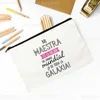 Best Teacher in The World Spanish Print Makeup Bag Travel Neceser Toiletries Storage Pouch Pencil Bags Graduate Gift for Teacher 6