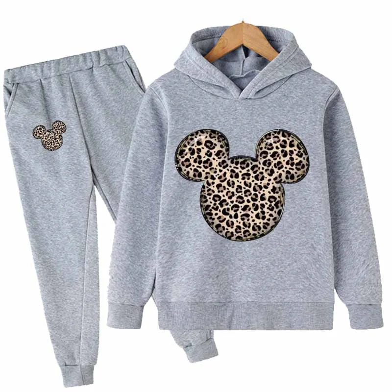 Ensemble Hoodie & Pantalon Enfant Mickey Léopard Gris