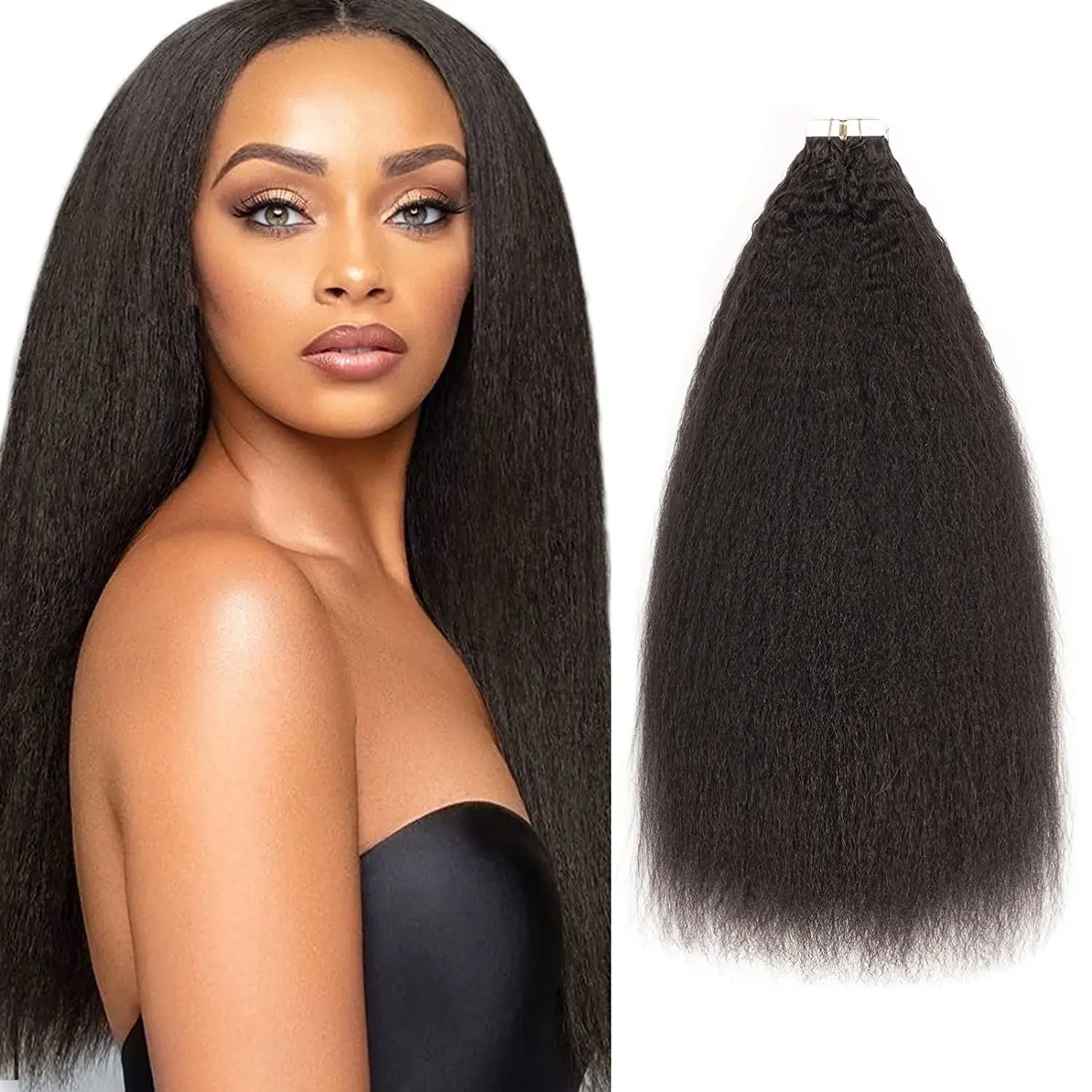 KinkyStraightTapeinExtensionsNaturalBlackPUTapeinHairExtensionsYakiRemyHumanHair.jpg
