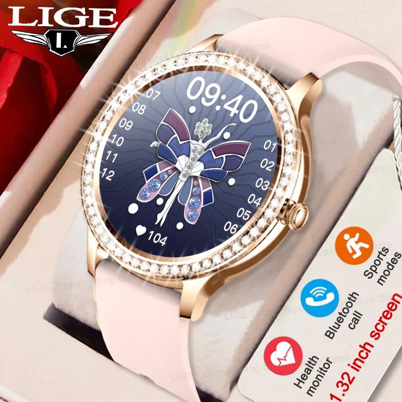 LIGE Bluetooth Call Smart Watch For Women Sport Watches Heart Rate Blood Perssure Monitor