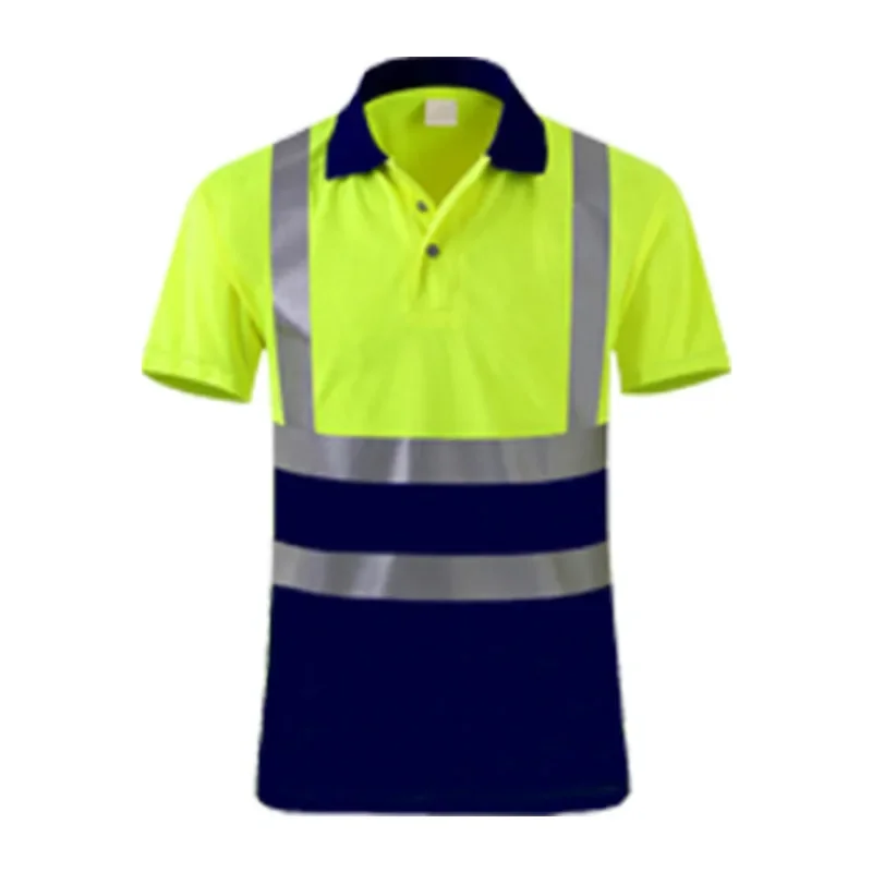 Reflective Shirt Men Work Short Sleeve Hi Vis T-shirt Polo High Visibility Safety Work Shirts