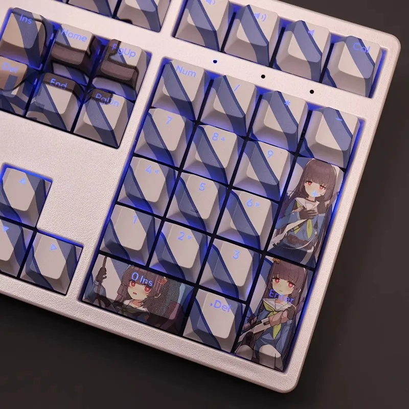 Teclado Retroiluminado Pbt Keycaps Anime Gaming Key Caps Azul Arquivo Kasumizawa Miyu Keycap Ansi 61 87 104 108 Conjunto de Chaves - Imagem 6