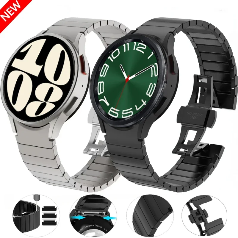 No Gap Metal Link Strap For Samsung Galaxy Watch 6/4 Classic 47mm 46mm 43mm Bracelet Wristband Galaxy Watch 6/5/4 40mm 44mm Belt