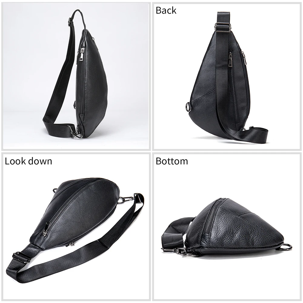 WESTAL Genuine Leather One Shoulder Backpack Chest Bag for Men Cross Body Slingback Man Husband Travel Side Sling Pouch iPad
